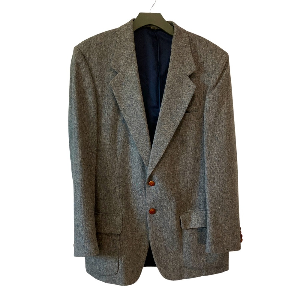 Farah Clothing Co. Sports Coat 100% Wool Jacket Academia Tweed Blue Gray 42L